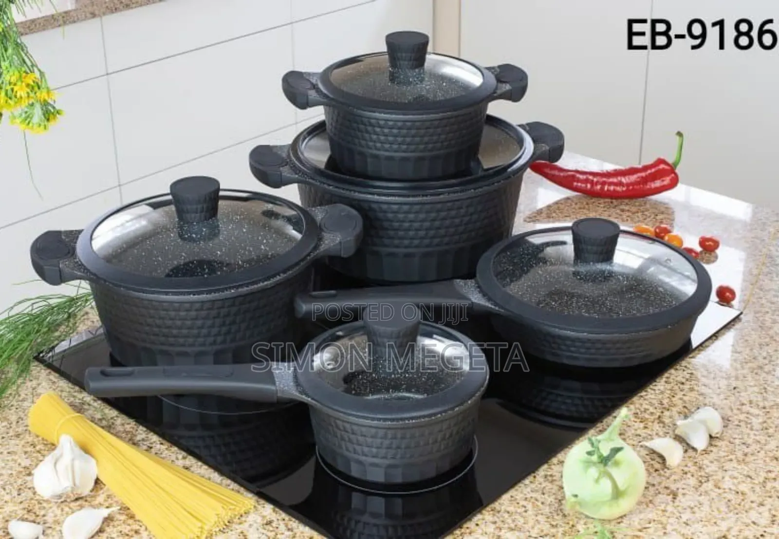 *Edenburg 10pc Cookware Set(Black)*
