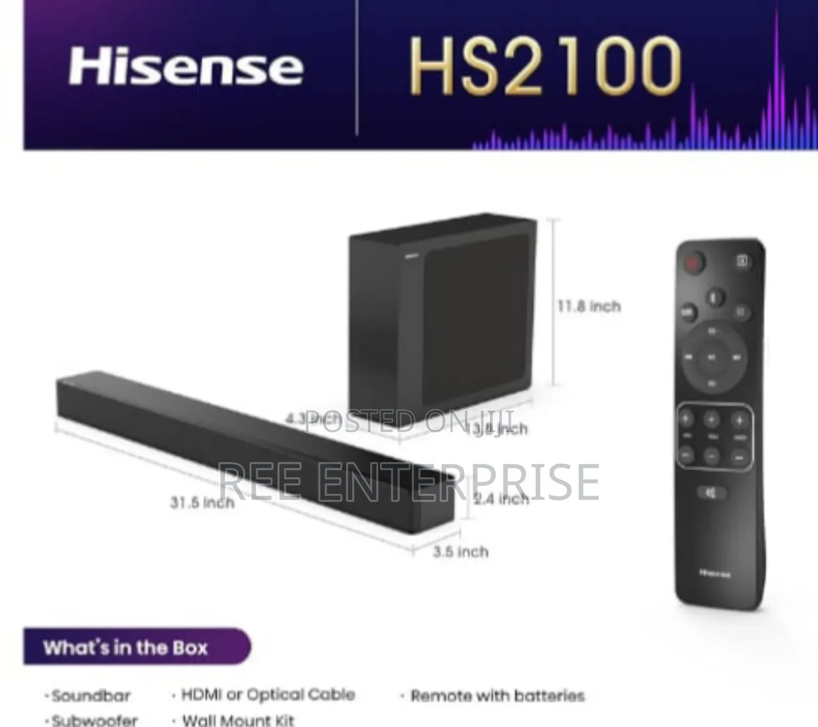 Hisense Hs2100 Soundbar System 240watts