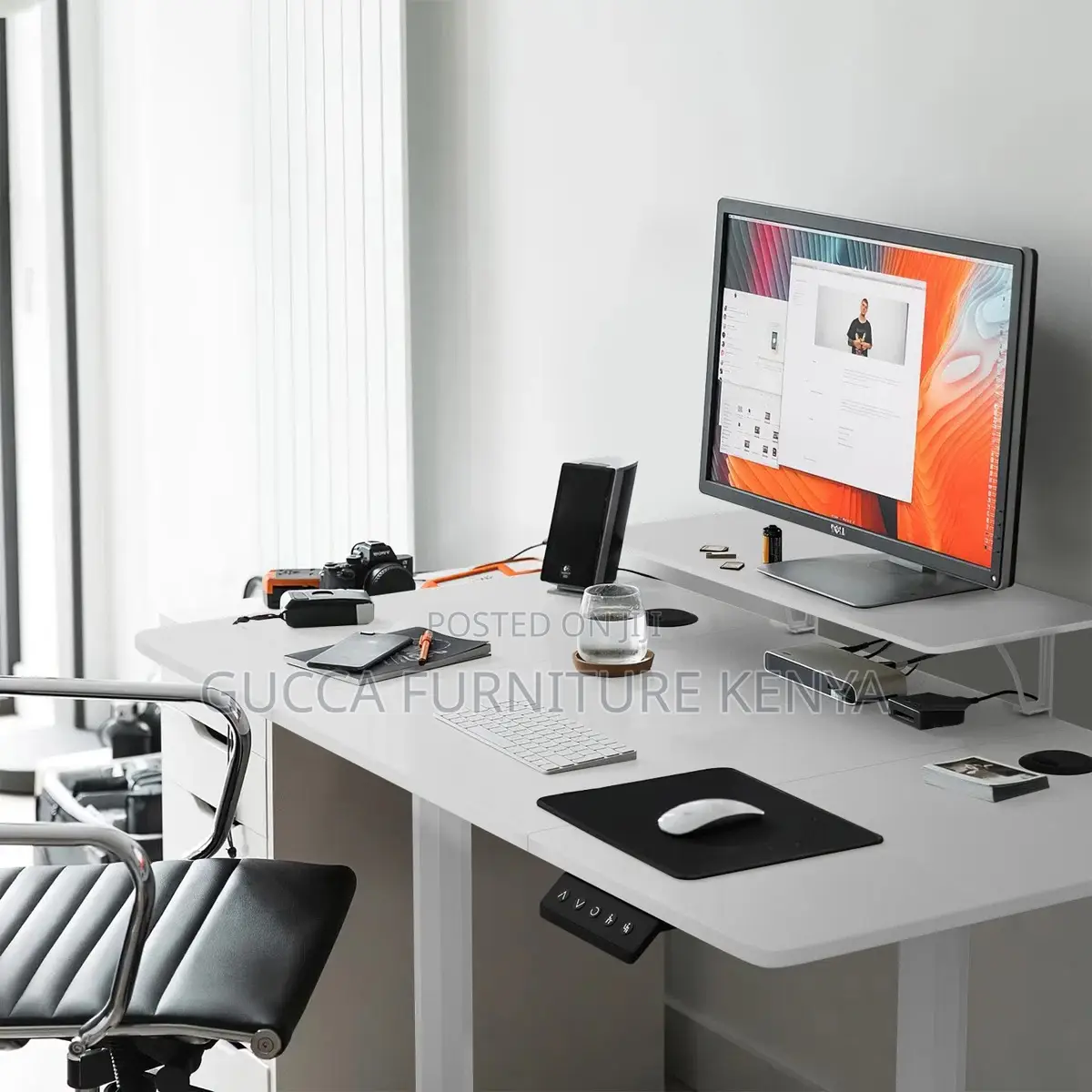 120cm White Electric Sit Stand Adjustable Office Desk