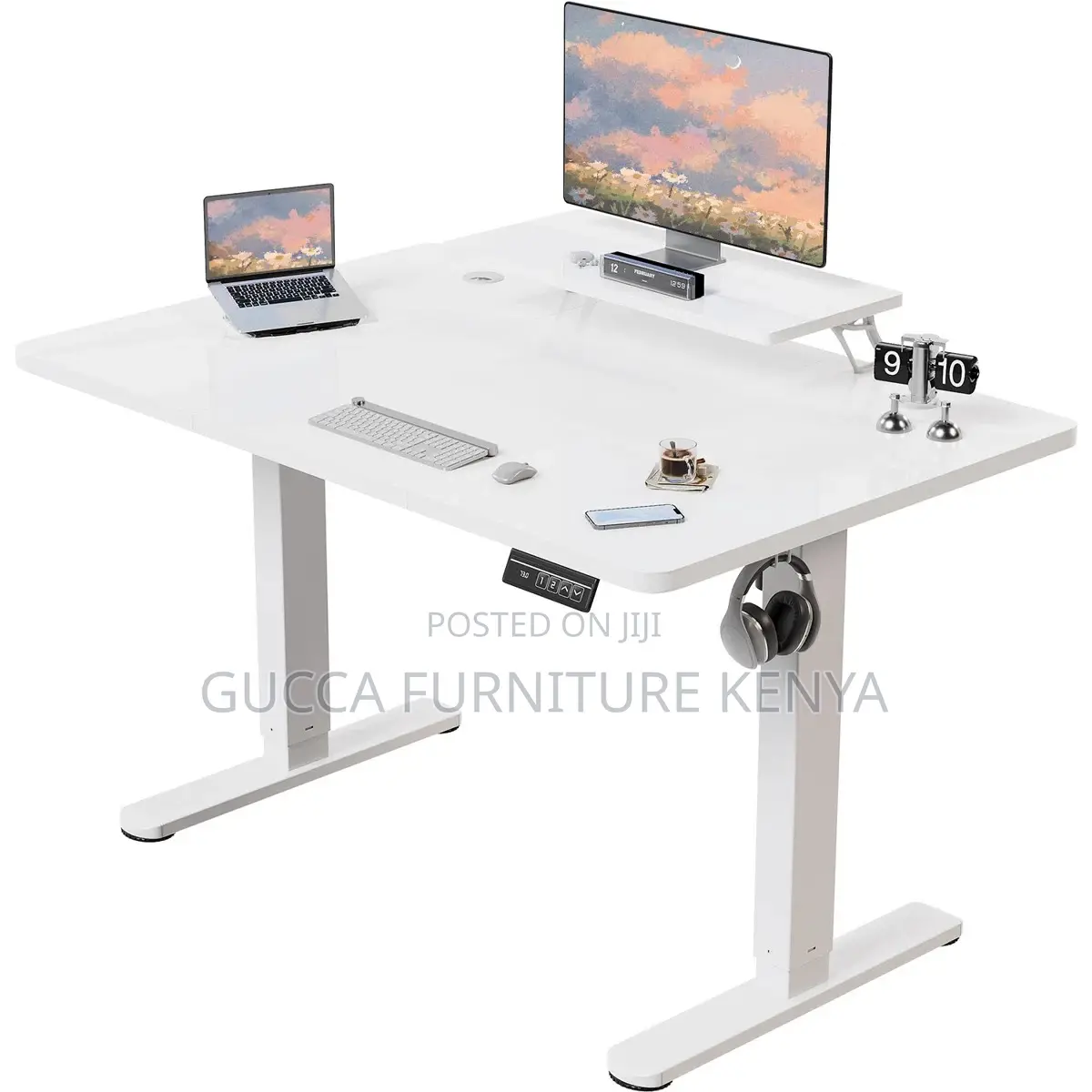 120cm White Electric Sit Stand Adjustable Office Desk