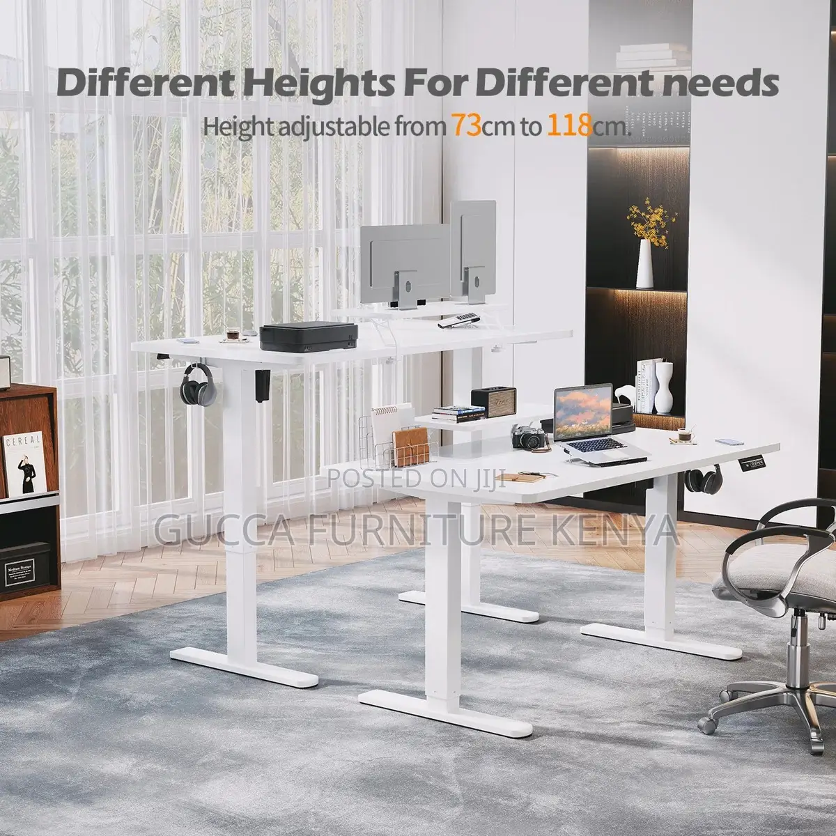 120cm White Electric Sit Stand Adjustable Office Desk