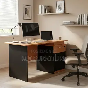 Office Desk; 1.4 Meters Brown Ergonomic Office Home Desk