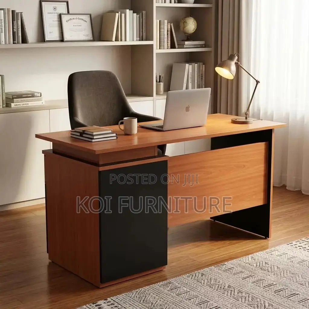 Office Desk; 1.4 Meters Brown Ergonomic Office Home Desk