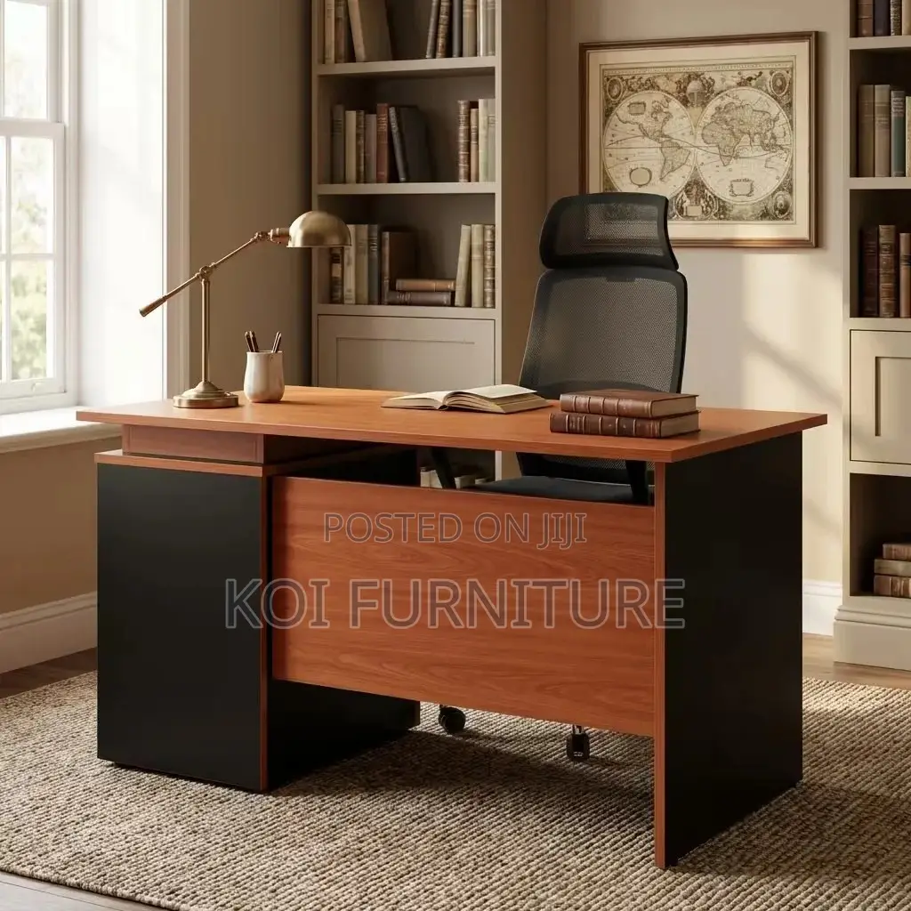Office Desk; 1.4 Meters Brown Ergonomic Office Home Desk
