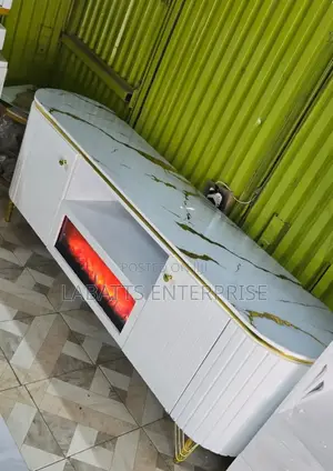 Modern Executive Tv Stand With a Functional Fire Place