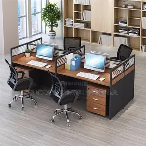 4-seater Brown Office Modular Workstation