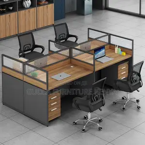 4-seater Brown Office Modular Workstation