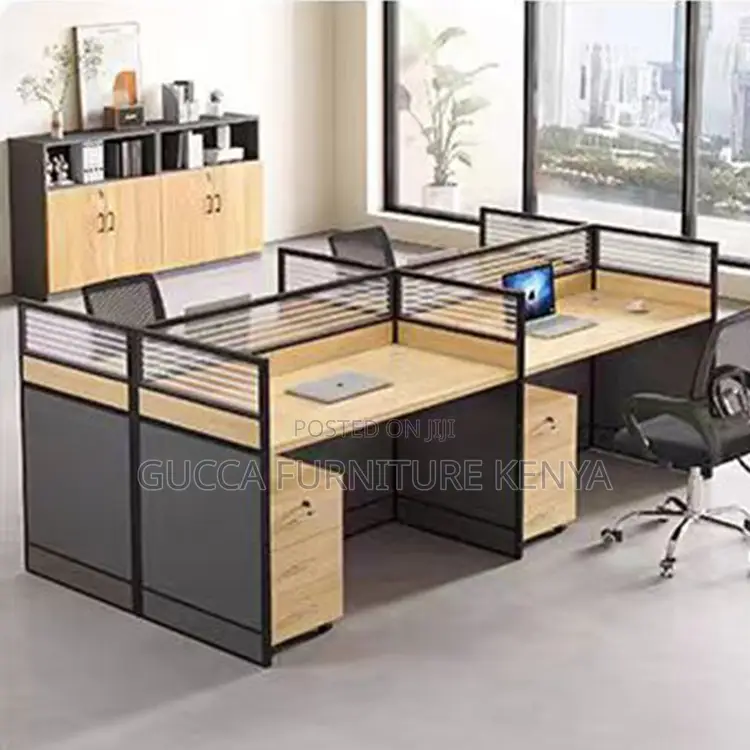 4-seater Brown Office Modular Workstation