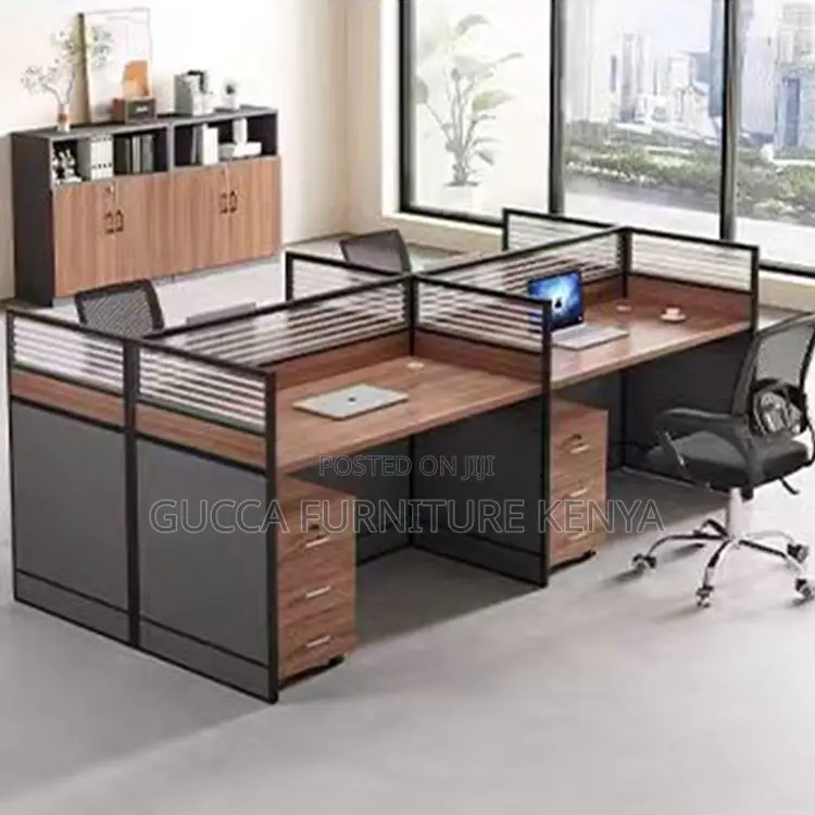 4-seater Brown Office Modular Workstation
