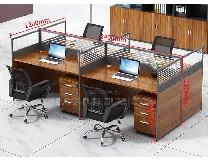 4-seater Brown Office Modular Workstation