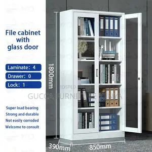 2-door Full Glass Front Office Filling Cabinet