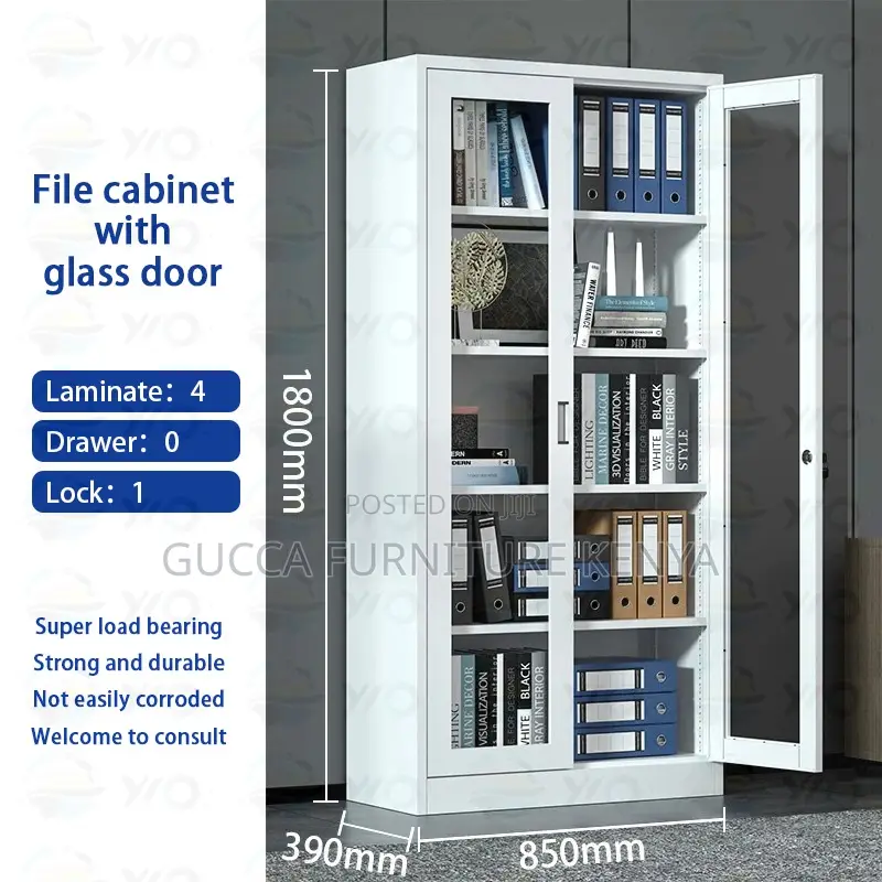 2-door Full Glass Front Office Filling Cabinet