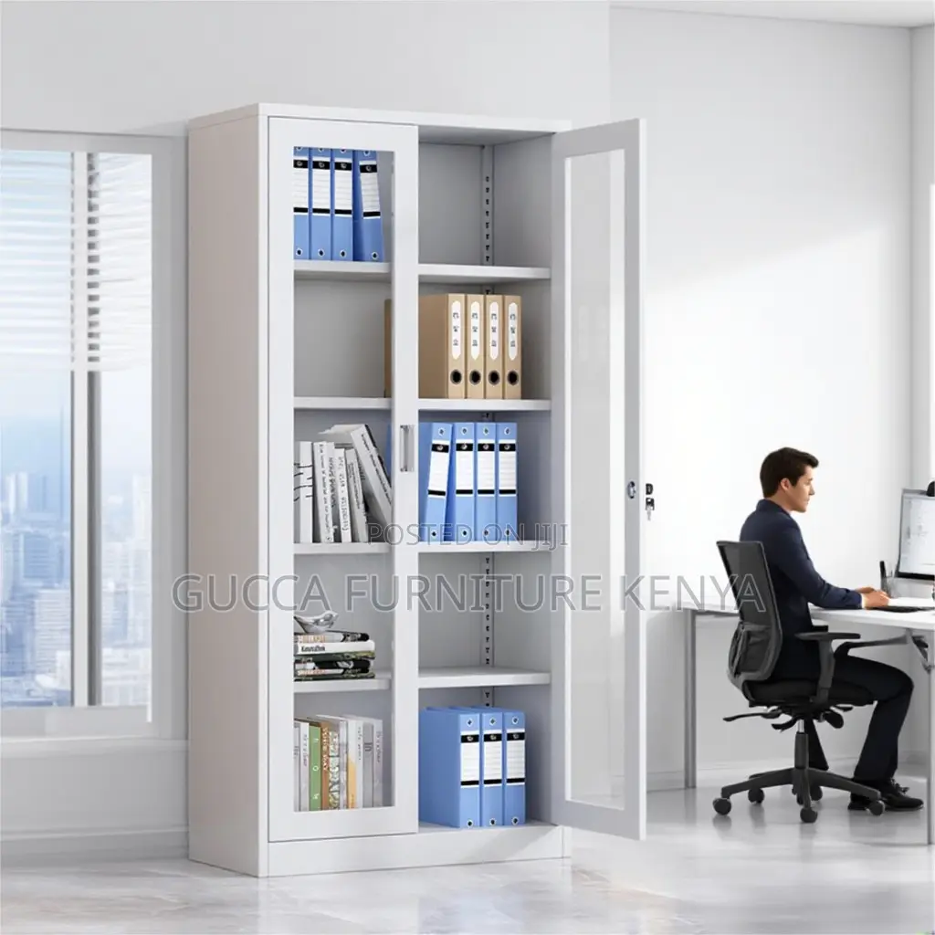 2-door Full Glass Front Office Filling Cabinet