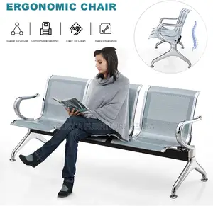 3-link Metallic Office Reception Waiting Bench