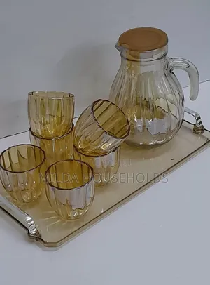Glass Jug With Glasses + Tray Available.