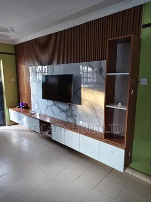 Tv Unit Marble And Flute Panels