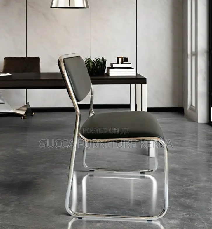 Armless Padded Office Chrome Visitor Chair