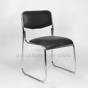 Armless Padded Office Chrome Visitor Chair
