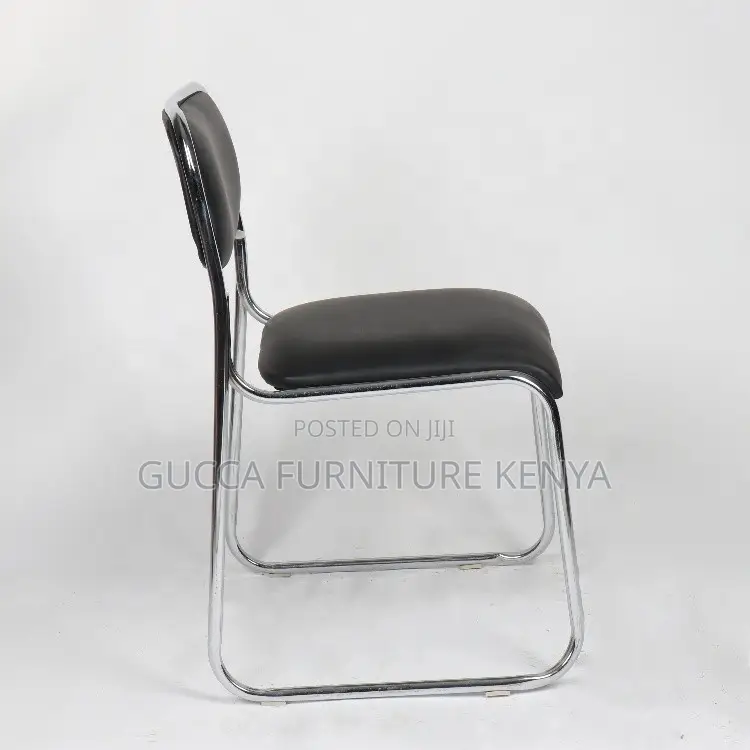 Armless Padded Office Chrome Visitor Chair