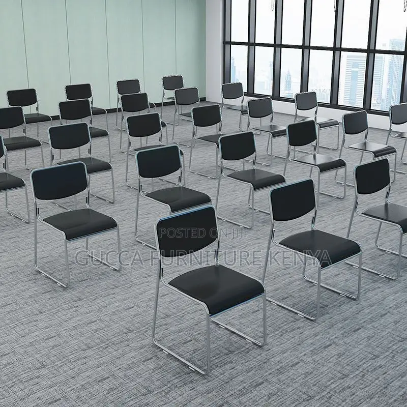 Armless Padded Office Chrome Visitor Chair