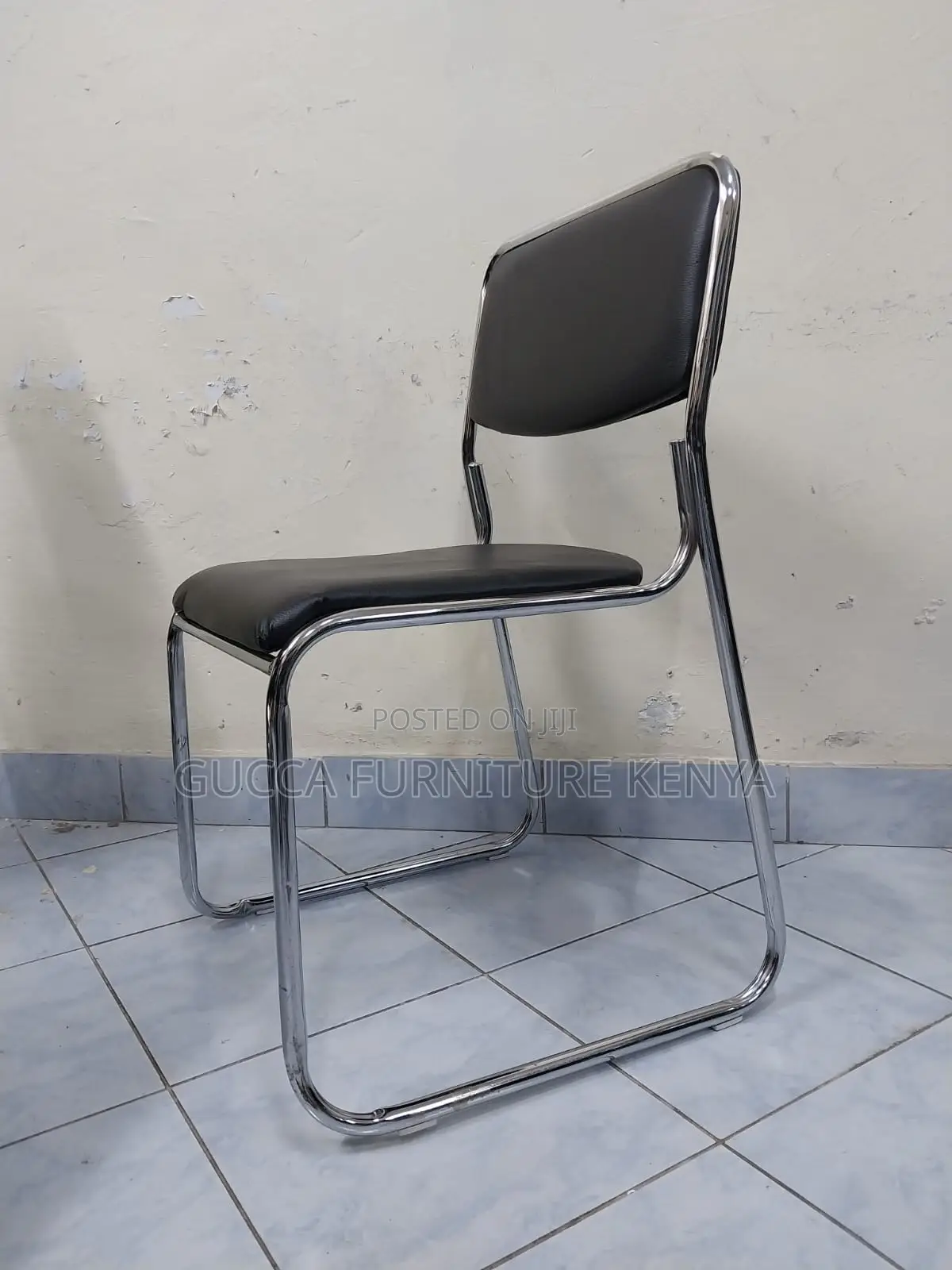 Armless Padded Office Chrome Visitor Chair