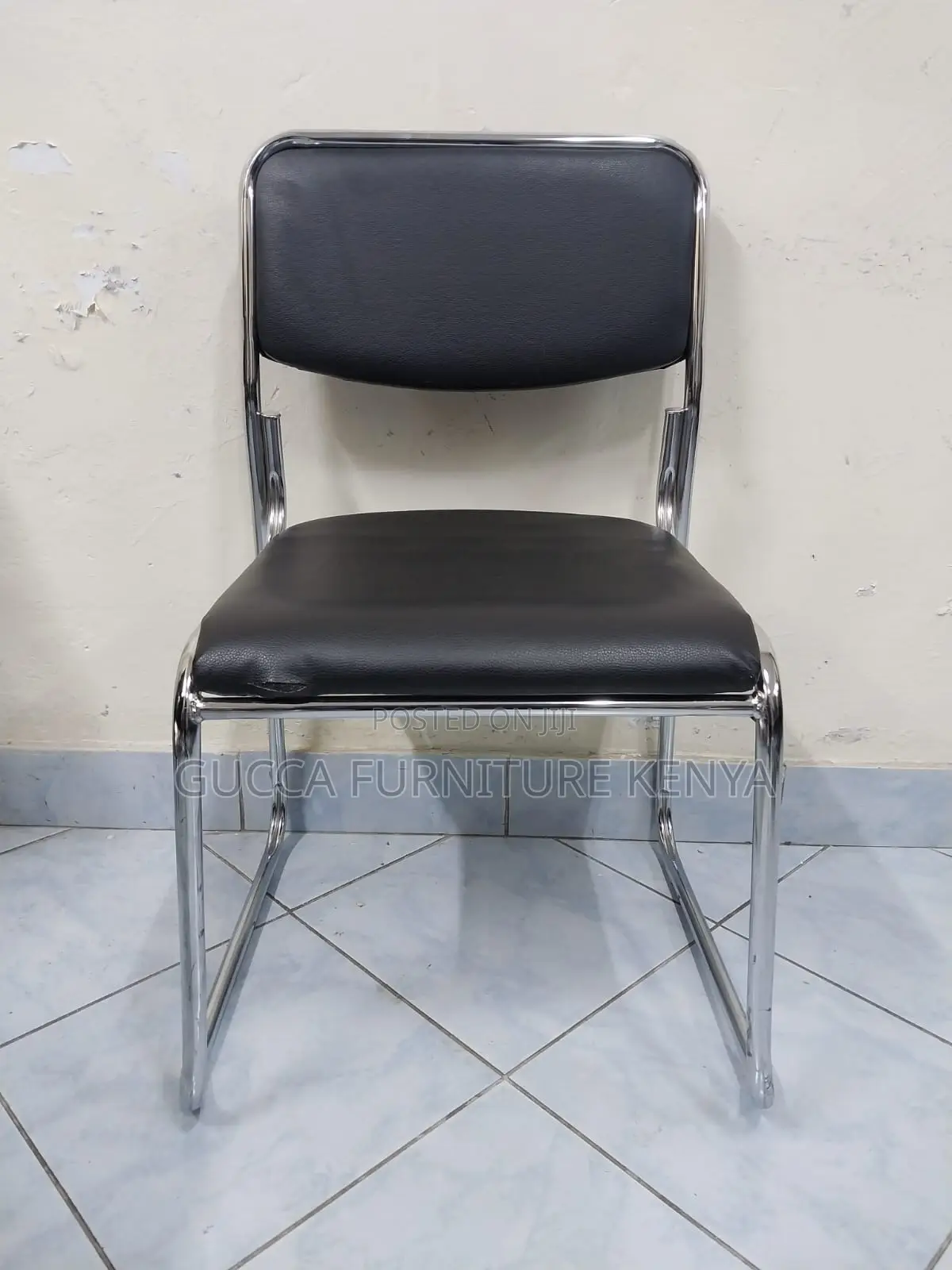 Armless Padded Office Chrome Visitor Chair