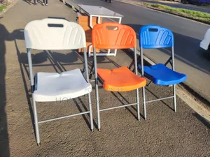 White and Blue Foldable Chairs