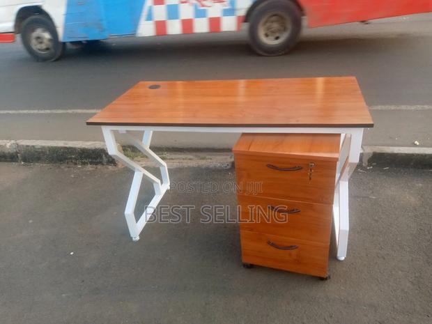 Modernized Brown Office Desk and Drawers