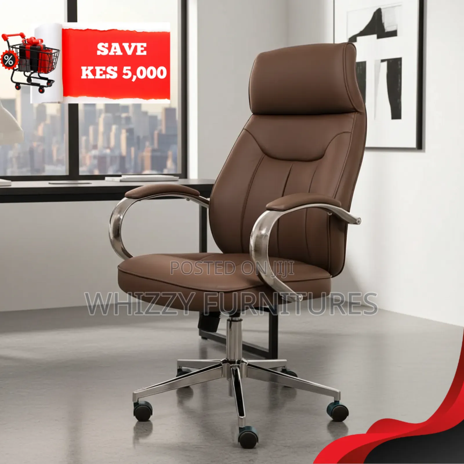 Brown Executive Office Chair , High Back Recliner Office Chair