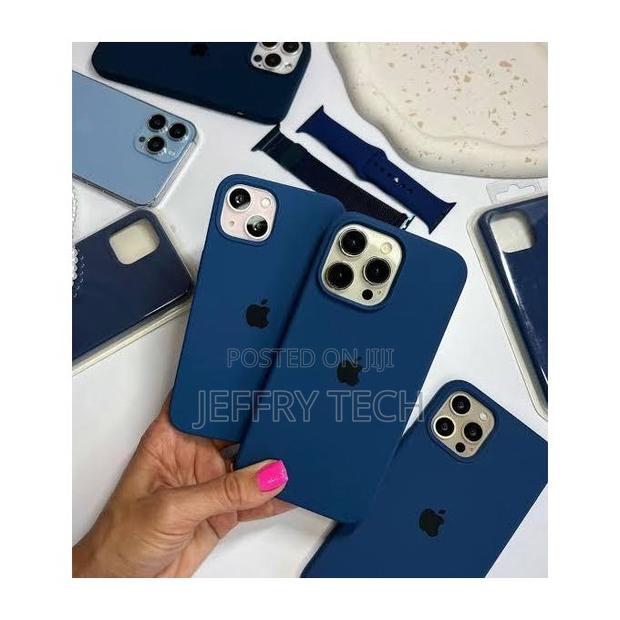 Navy Blue Soft Silicone Case for iPhone 12,13,14,15,16 Pro and Pro Max - main view