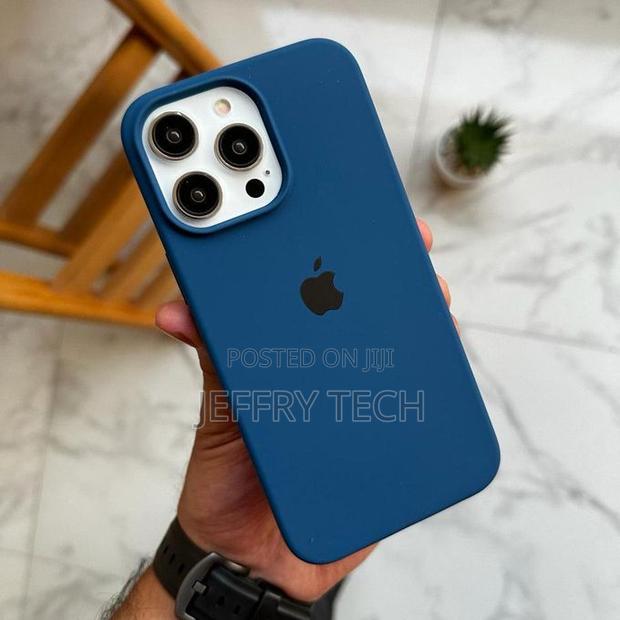 Navy Blue Soft Silicone Case for iPhone 12,13,14,15,16 Pro and Pro Max - thumbnail 2