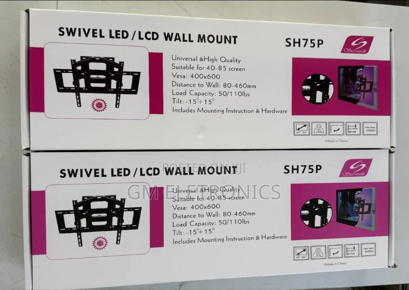 Universal Swivel Tv( 40"-85") Wall Mount- Led, Lcd, and Plasma Tvs.