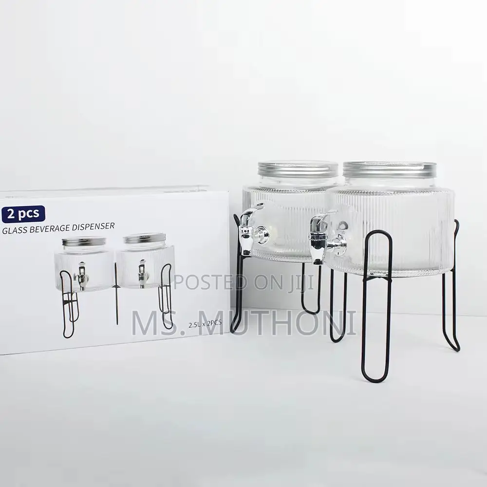 Single / Double Glass Beverage Dispenser Set on a Metal Stand,