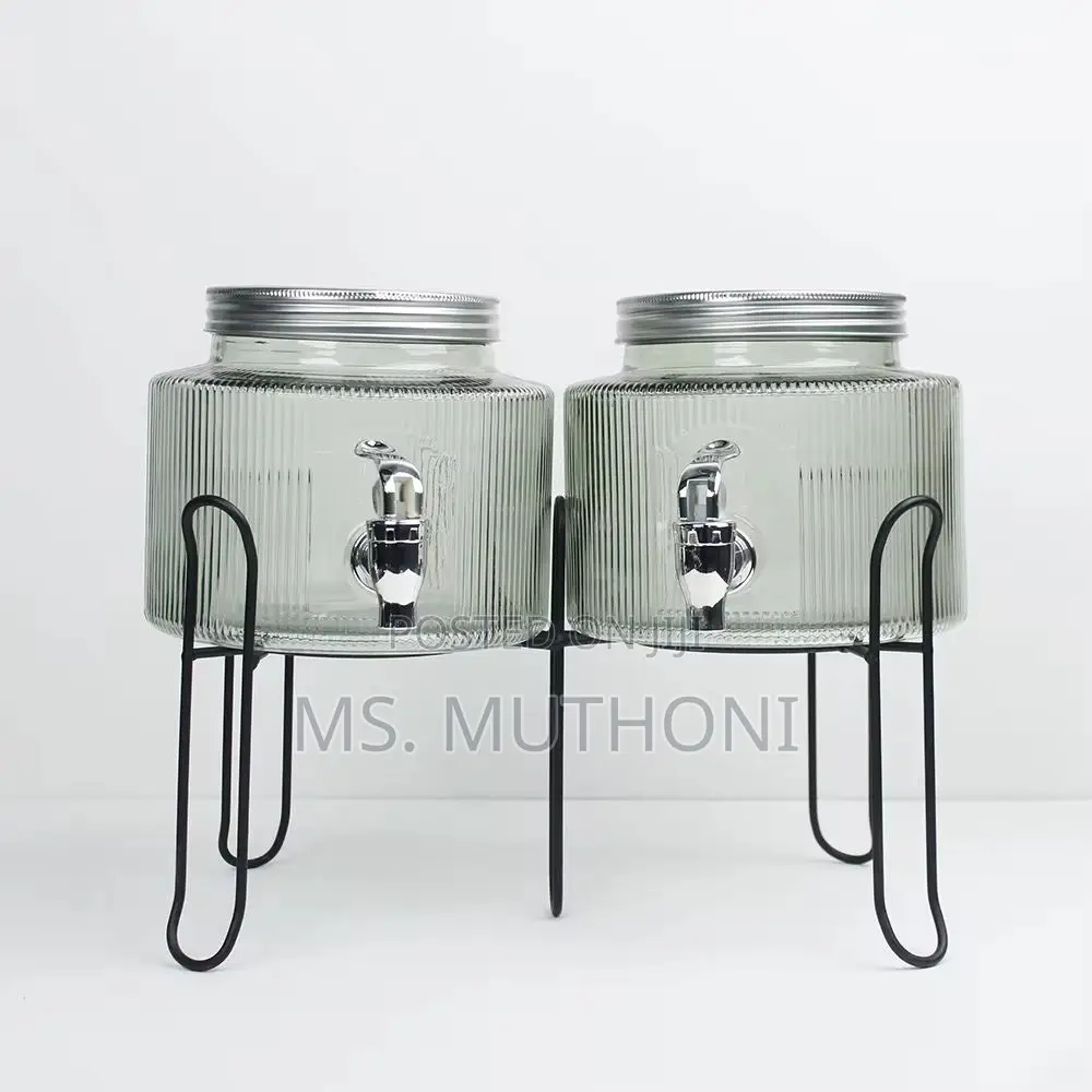 Single / Double Glass Beverage Dispenser Set on a Metal Stand,