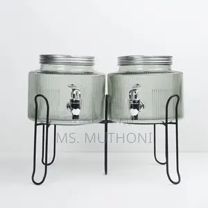 Single / Double Glass Beverage Dispenser Set on a Metal Stand,