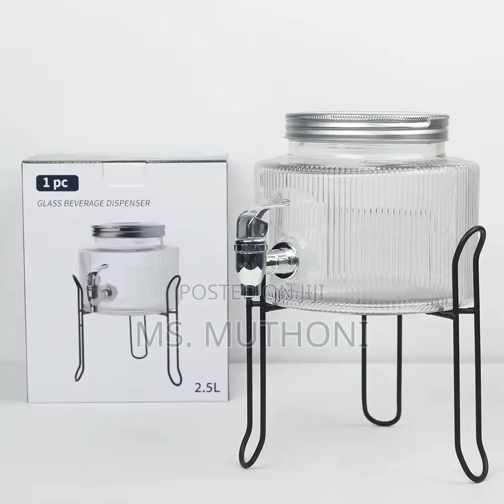 Single / Double Glass Beverage Dispenser Set on a Metal Stand,