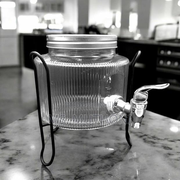 Single / Double Glass Beverage Dispenser Set on a Metal Stand,