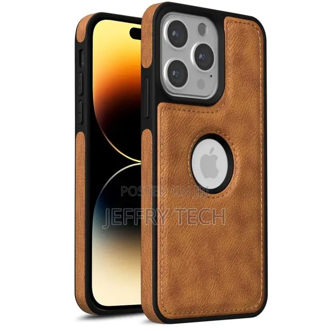 Brown Full Case Classic Soft Leather Cover Case for iPhone 14 Pro Max