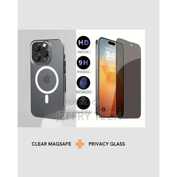 iPhone 14 Pro Max Magsafe Clear Case Privacy Screen Protector Bundle - main view