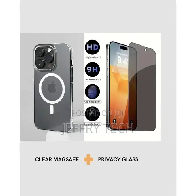 iPhone 14 Pro Max Magsafe Clear Case Privacy Screen Protector Bundle