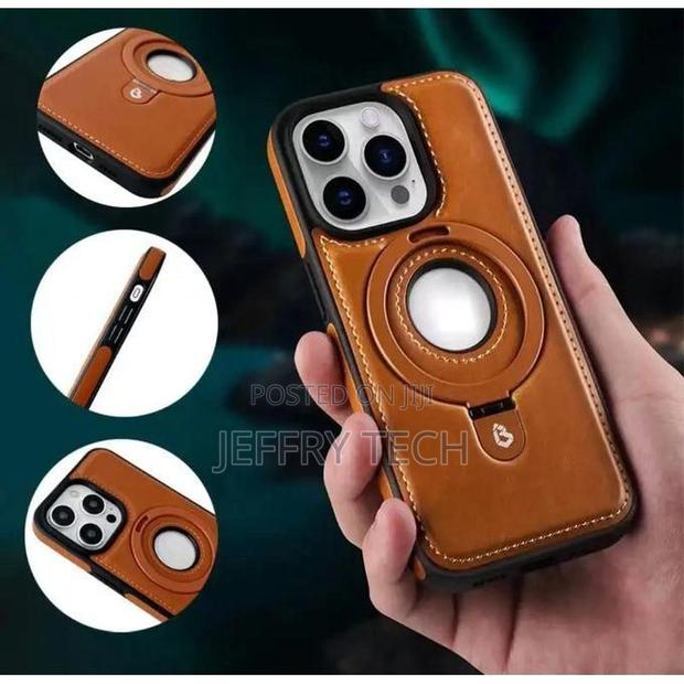 iPhone 14 Pro Max Magnetic Leather Back Case/Cover With Stand and Hol)