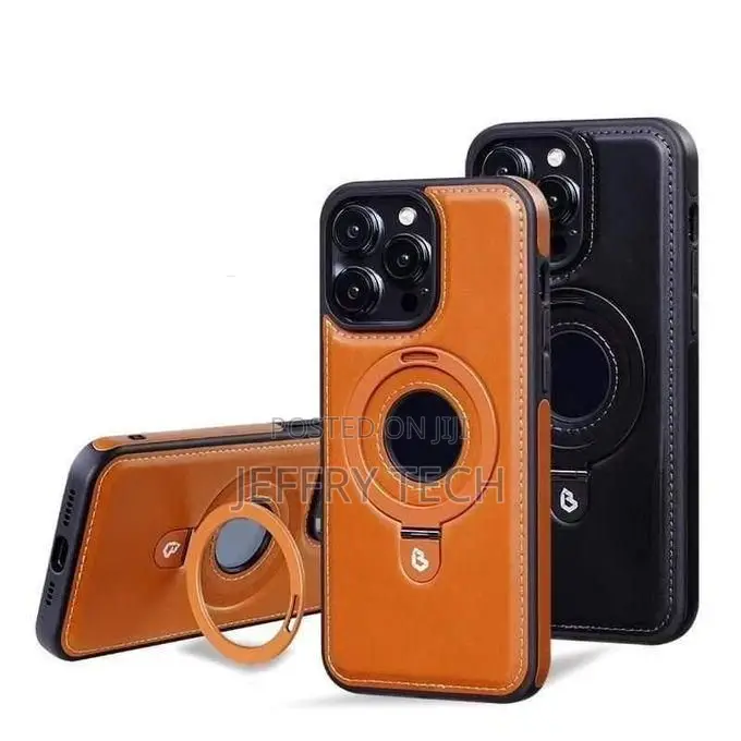 iPhone 14 Pro Max Magnetic Leather Back Case/Cover With Stand and Hol)