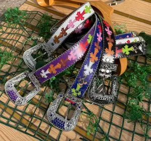 B. Simon Rhinestone-Studded Leather Western Belts