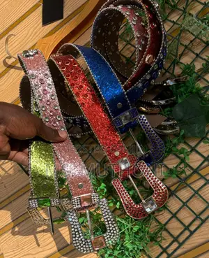 B. Simon Rhinestone-Studded Leather Western Belts