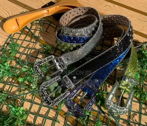 B. Simon Rhinestone-Studded Leather Western Belts