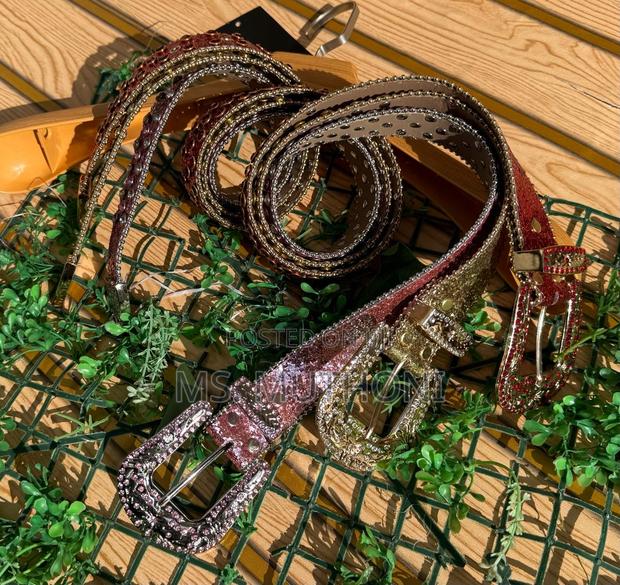 B. Simon Rhinestone-Studded Leather Western Belts - thumbnail 3