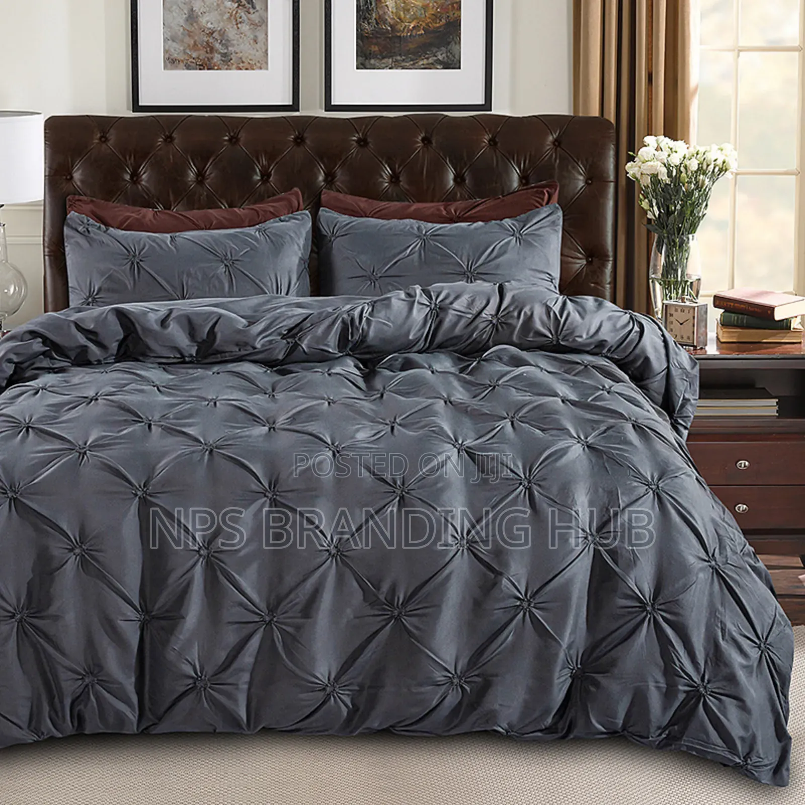  *3 PCS Pinch Pleat Cross Pintuck Duvet Cover Set Zn 