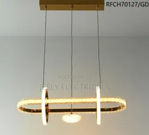 Ruofeishop Simple Long Crystal Led Pendant Light, Model Rfch70127/Bk.