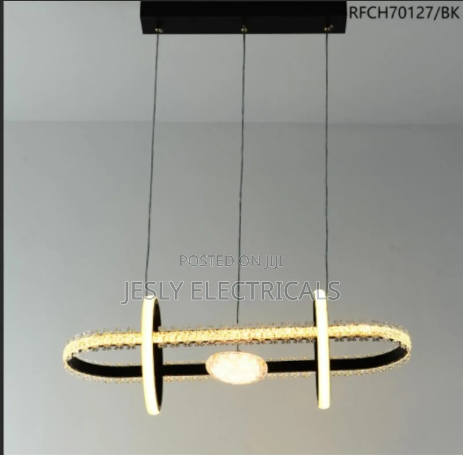Ruofeishop Simple Long Crystal Led Pendant Light, Model Rfch70127/Bk.