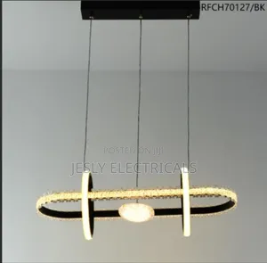 Ruofeishop Simple Long Crystal Led Pendant Light, Model Rfch70127/Bk.
